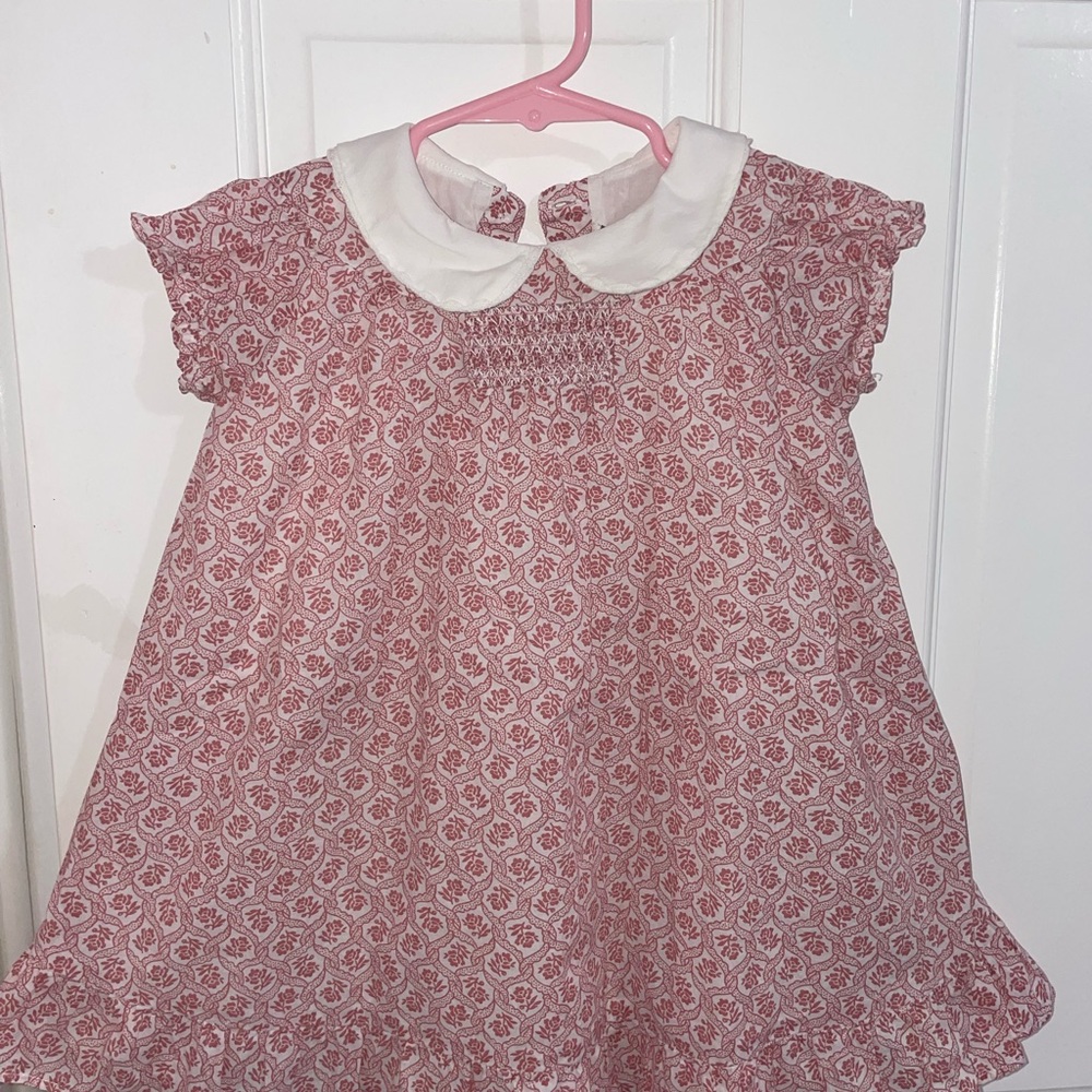 Janie and Jack Pink Patterned Dress with White Accents